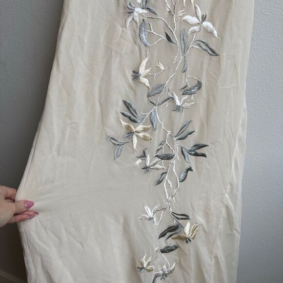 Vintage Soft Surroundings 100% Silk Embroidered Floral Ivory Slip Dress Size XL - Picture 4 of 9